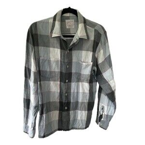 Golden Key 100% Cotton Plaid Fannel Style Button Down Dual Chest Pockets Shirt L